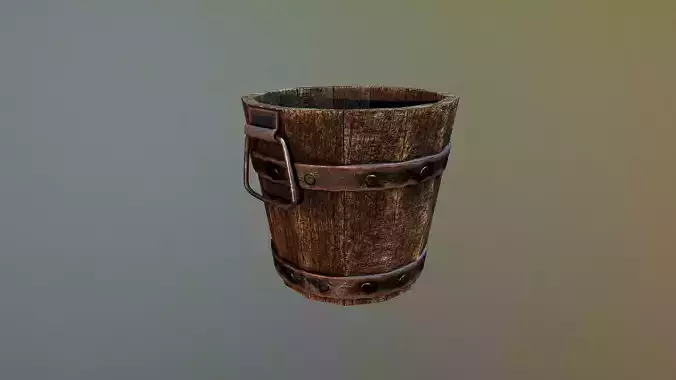 Medieval Bucket Game Ready  Low-poly 3D model