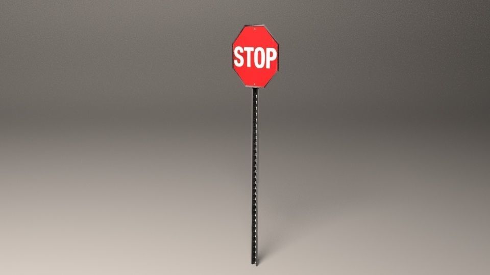 Stop Sign Free low-poly 3D model_2