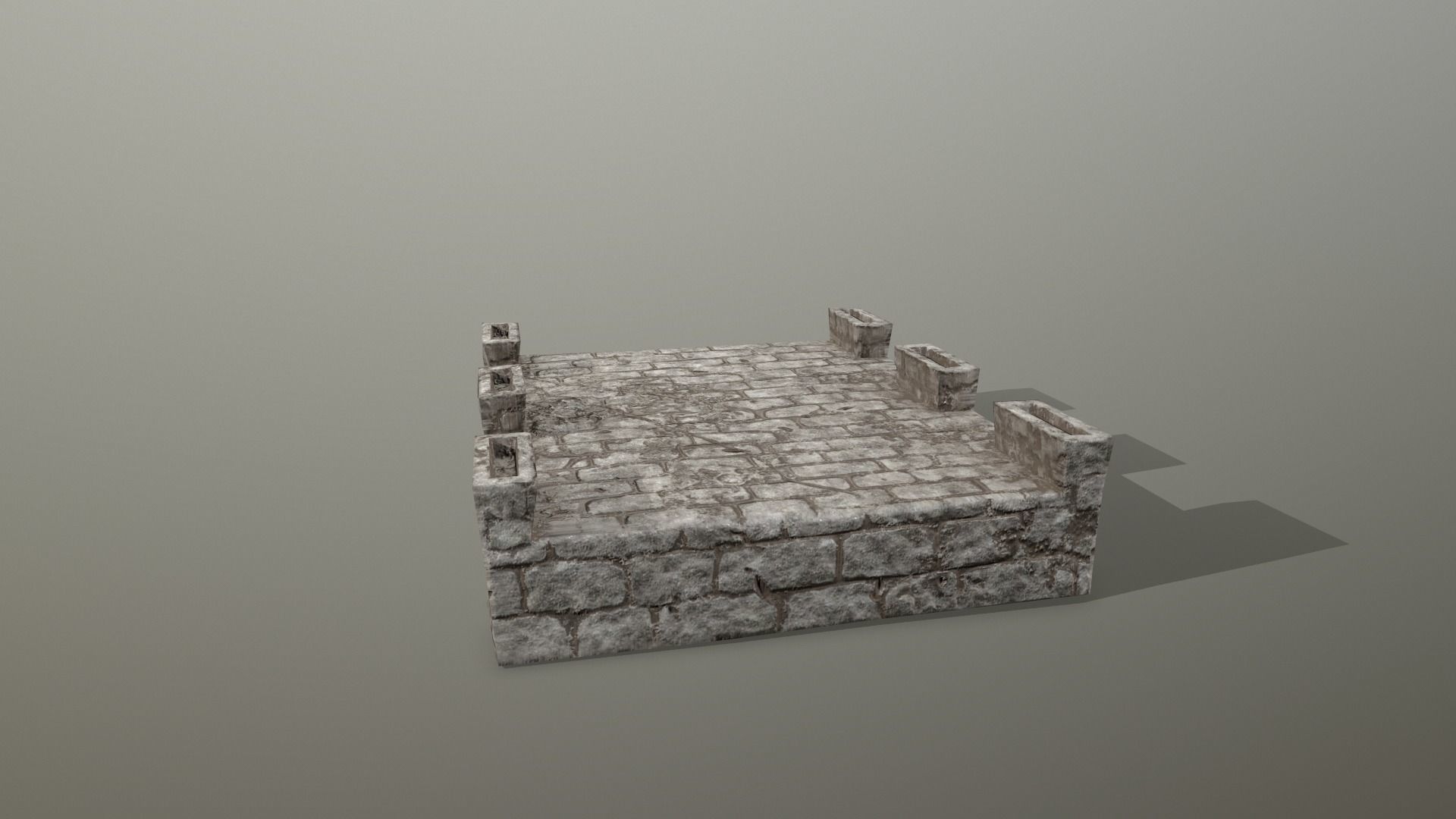 Altar Set stone wall Low-poly 3D model_3