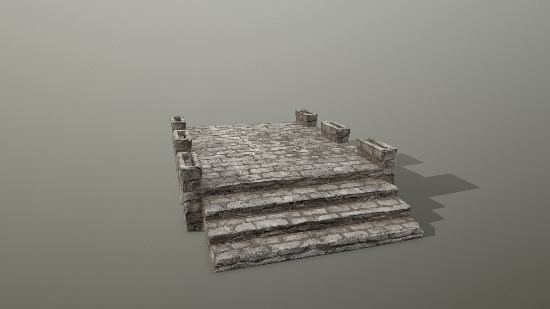 Altar Set stone wall Low-poly 3D model_4