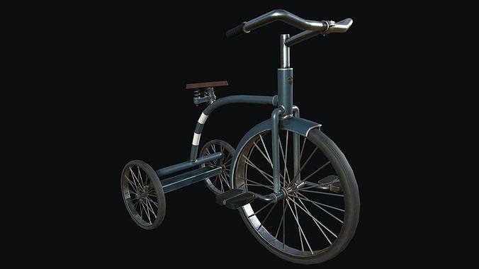 Old Kids Tricycle PBR Game Ready Low-poly 3D model