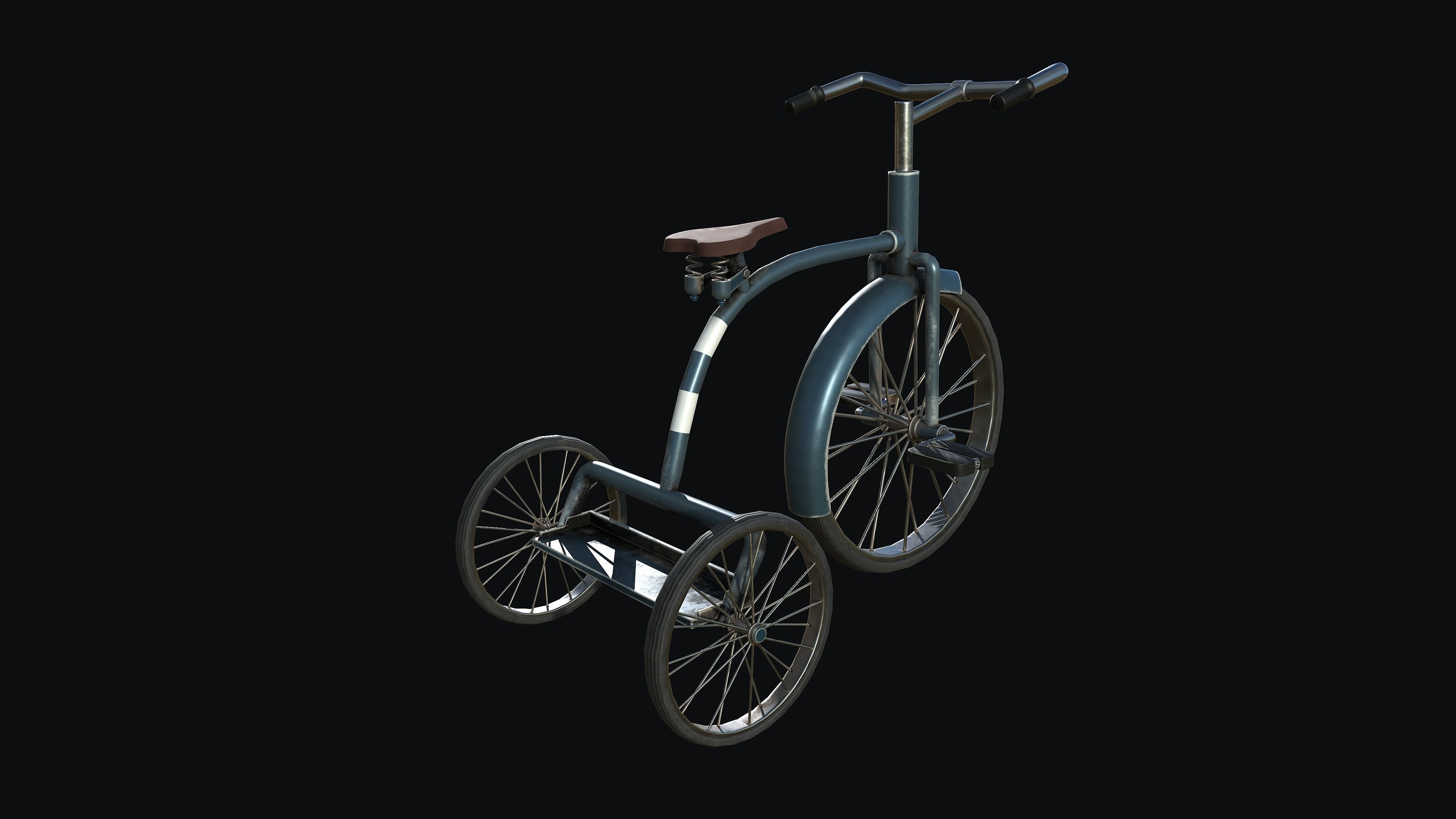 Old Kids Tricycle PBR Game Ready Low-poly 3D model_3
