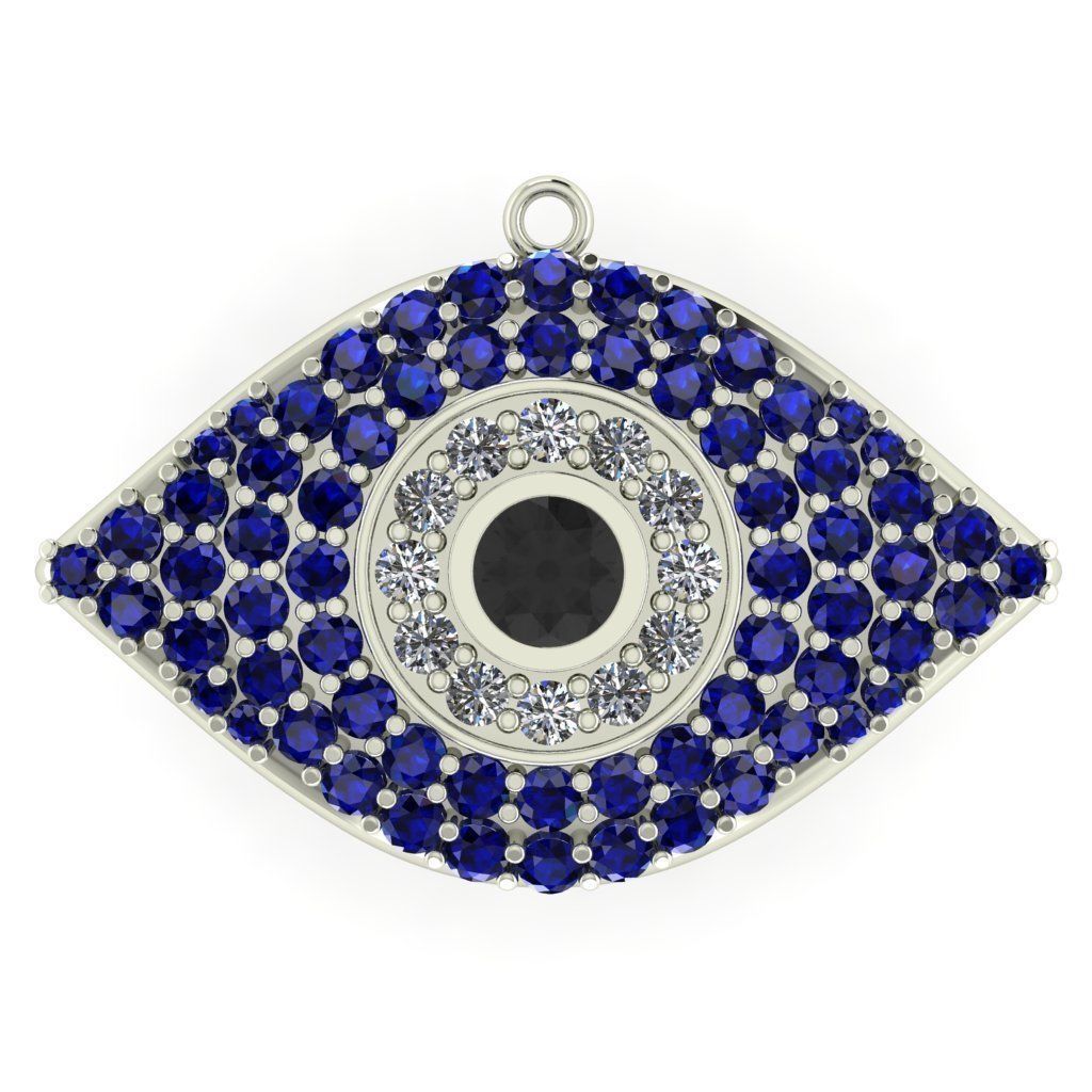 Pave Evil Eye Pendant  3D print model_3