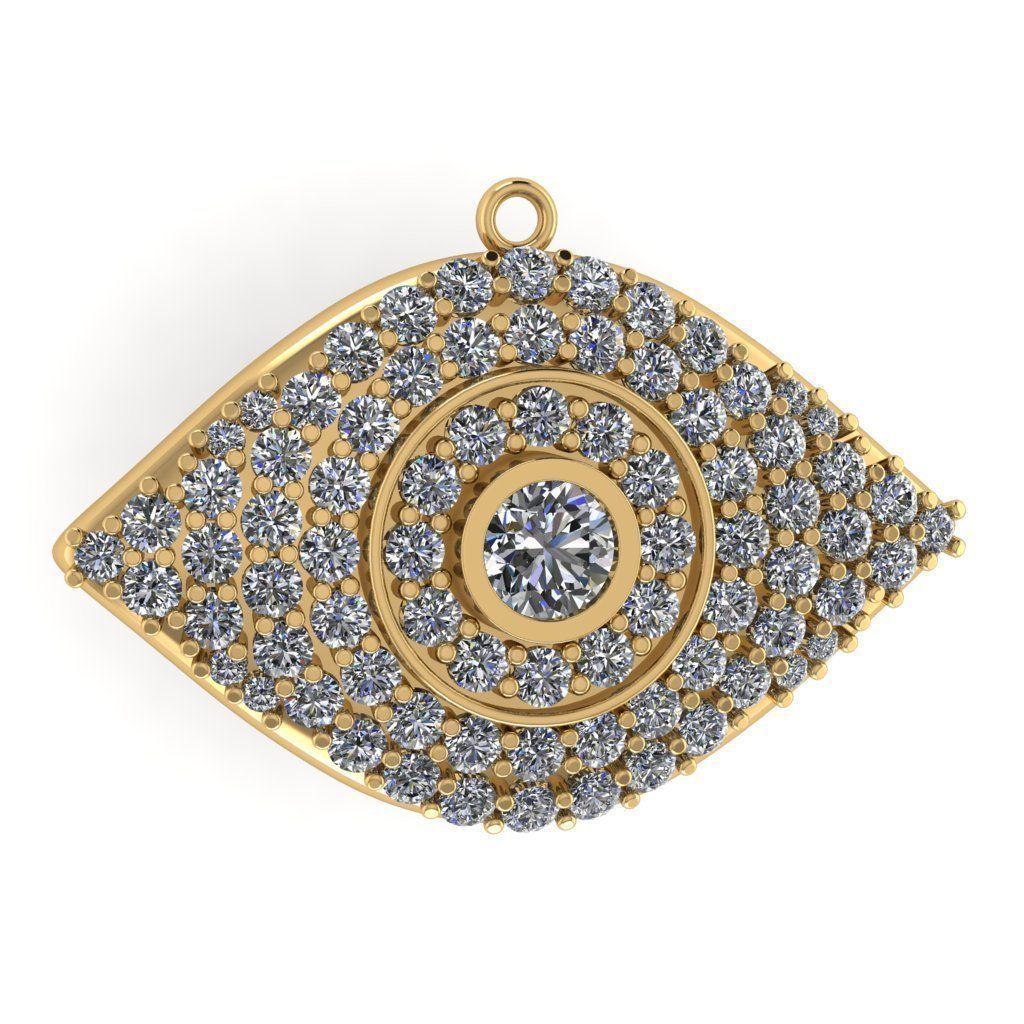 Pave Evil Eye Pendant  3D print model_6