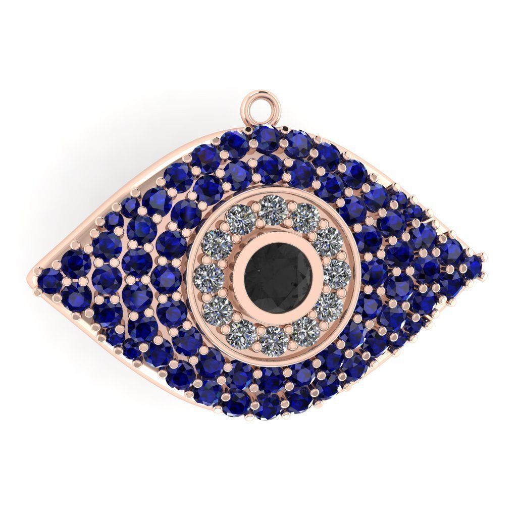 Pave Evil Eye Pendant  3D print model_4