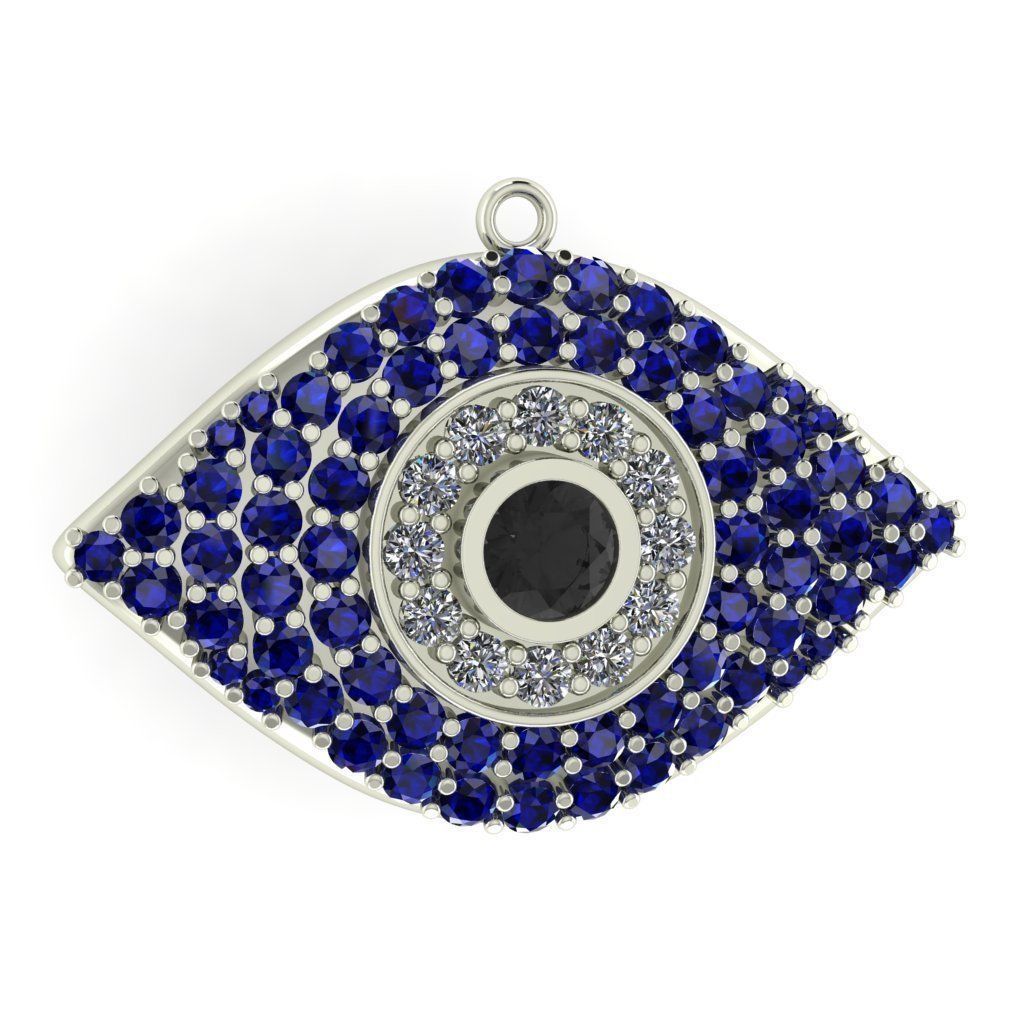 Pave Evil Eye Pendant  3D print model_2