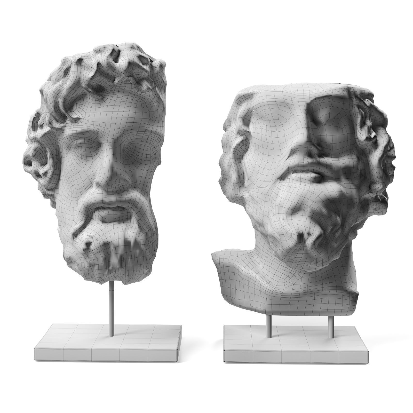 Asclepios and Greek general heads Low-poly 3D model_4