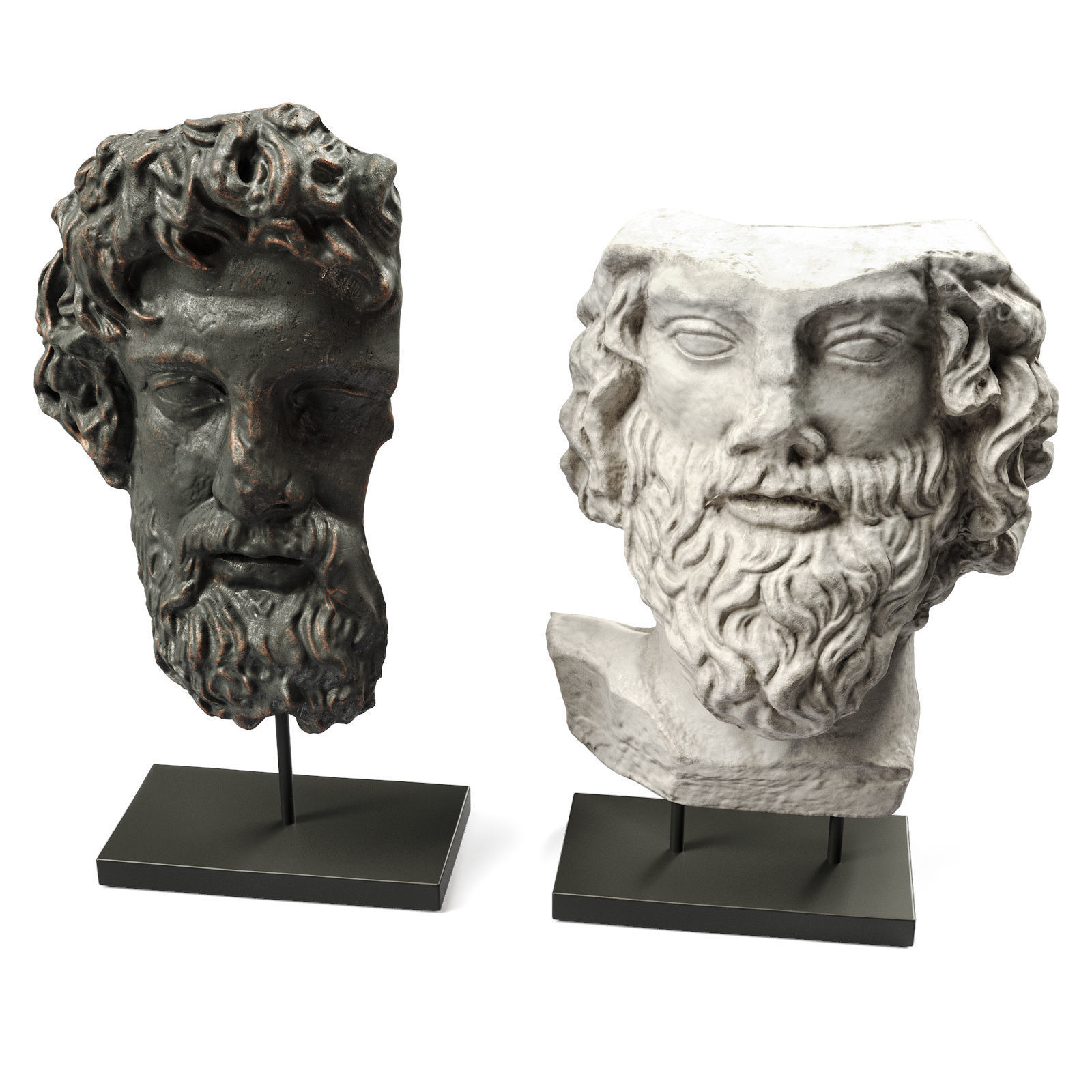 Asclepios and Greek general heads Low-poly 3D model_2
