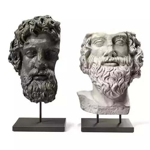 Asclepios and Greek general heads Low-poly 3D model
