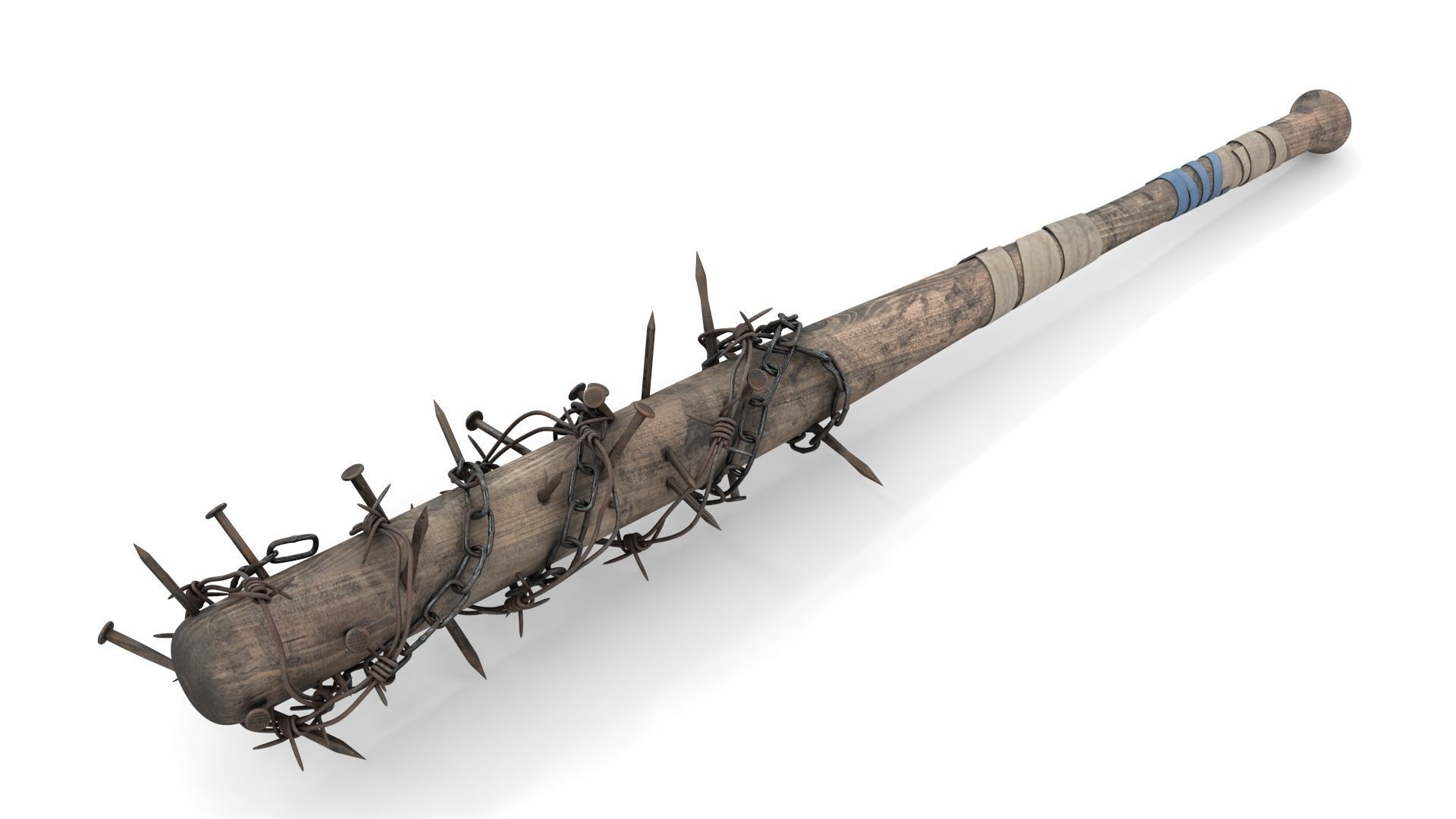 3D model Baseball Bat with Nails and Barbed Wire VR / AR / lowpoly