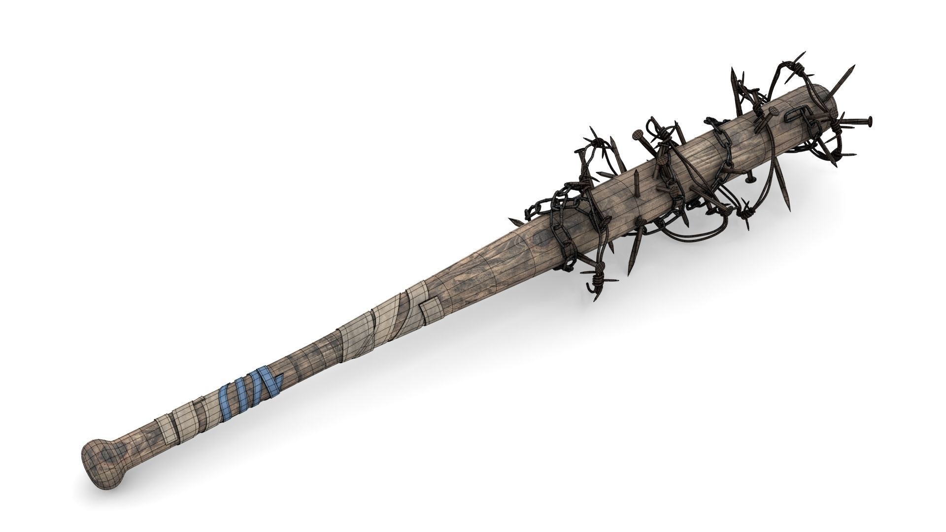 3D model Baseball Bat with Nails and Barbed Wire VR / AR / lowpoly