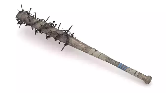 Baseball Bat with Nails and Barbed Wire Low-poly 3D model