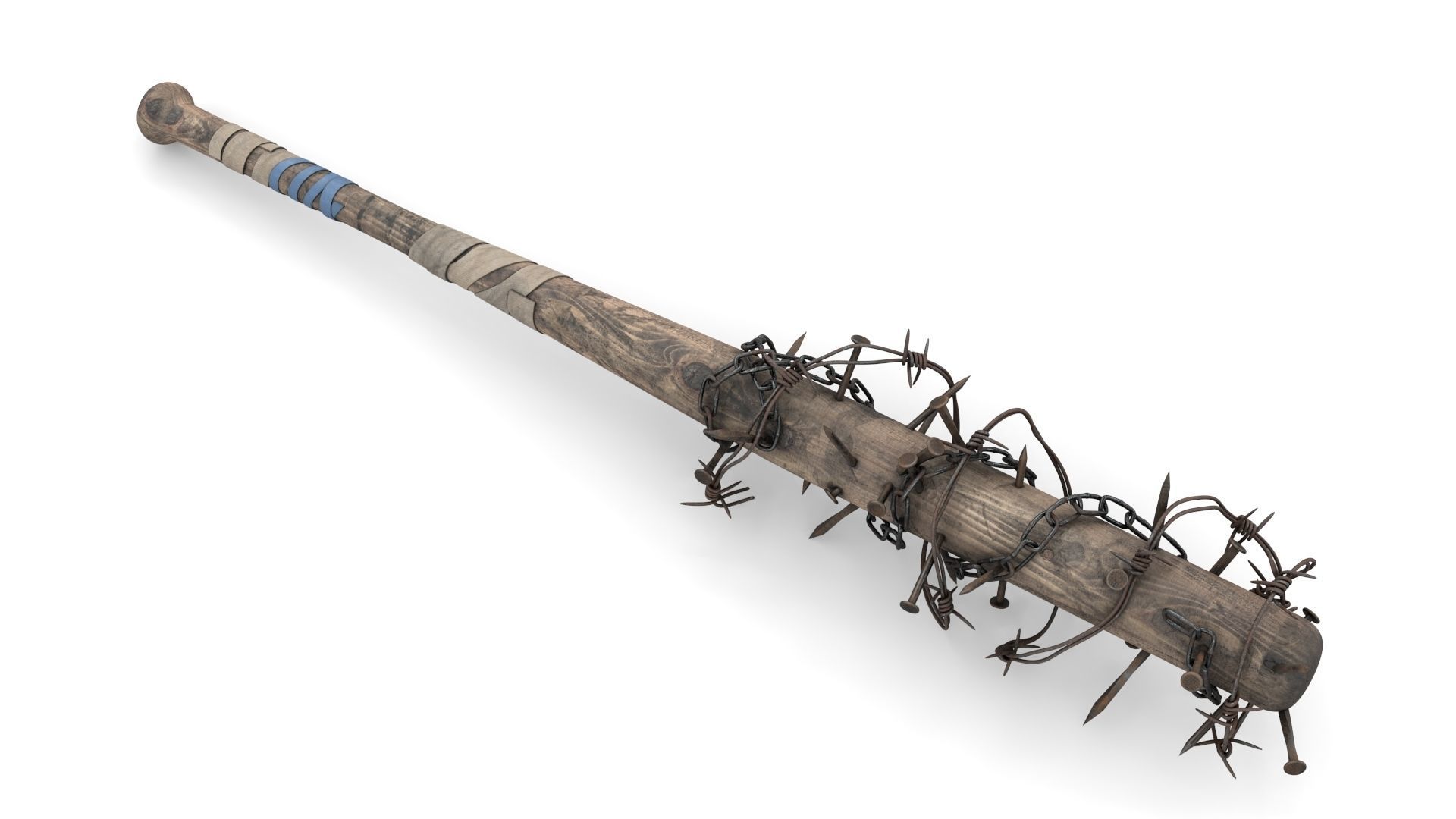3D model Baseball Bat with Nails and Barbed Wire VR / AR / lowpoly