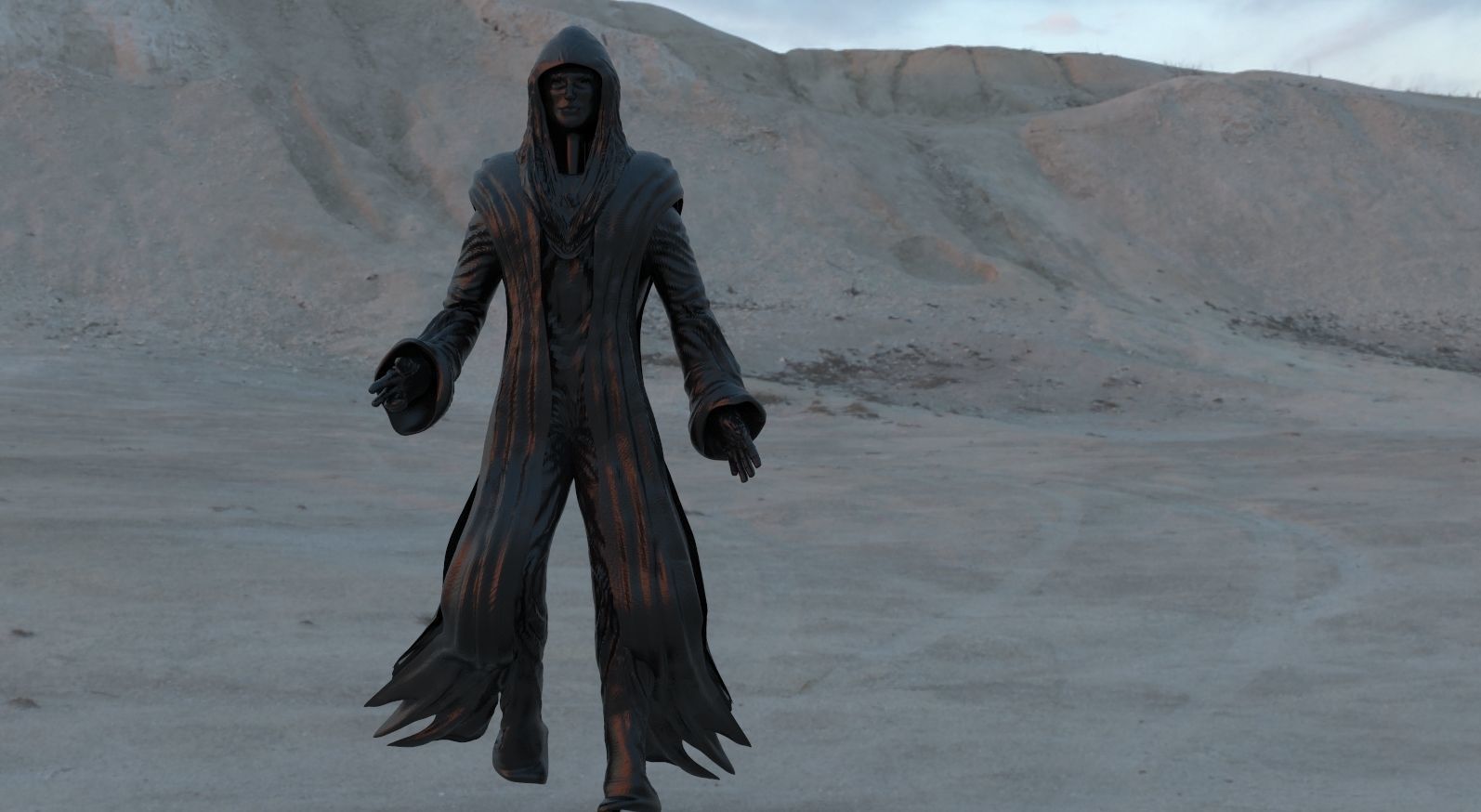Robed hooded Alien 3D model_1