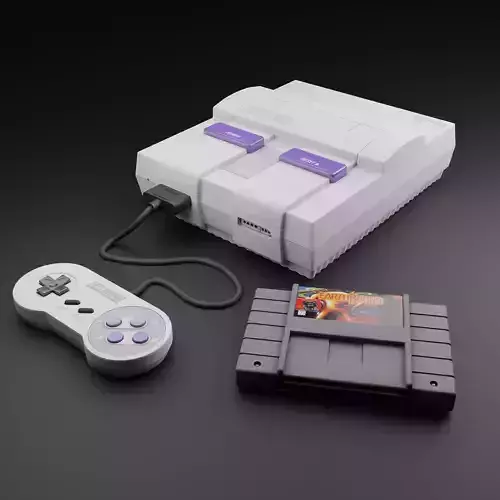 SNES Super Nintendo Entertainment System Low-poly 3D model