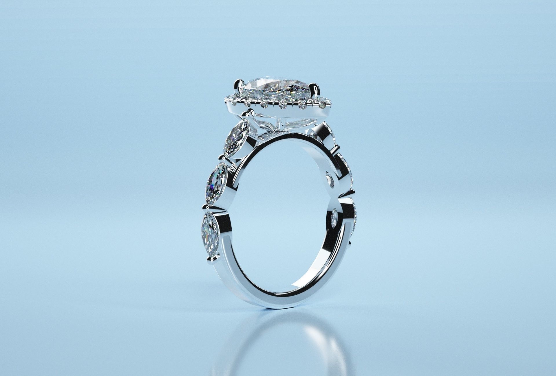 Pear Marquise Stone Ring 3D print model_8