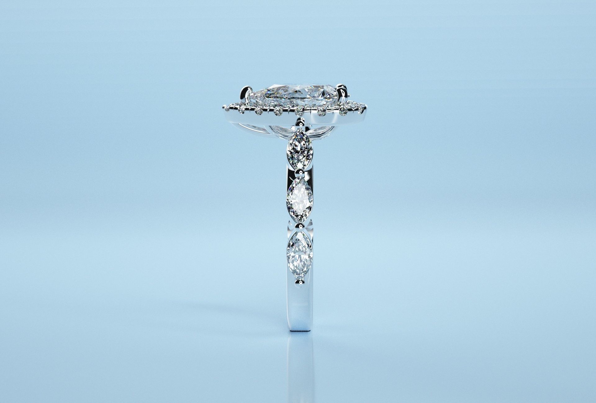 Pear Marquise Stone Ring 3D print model_5