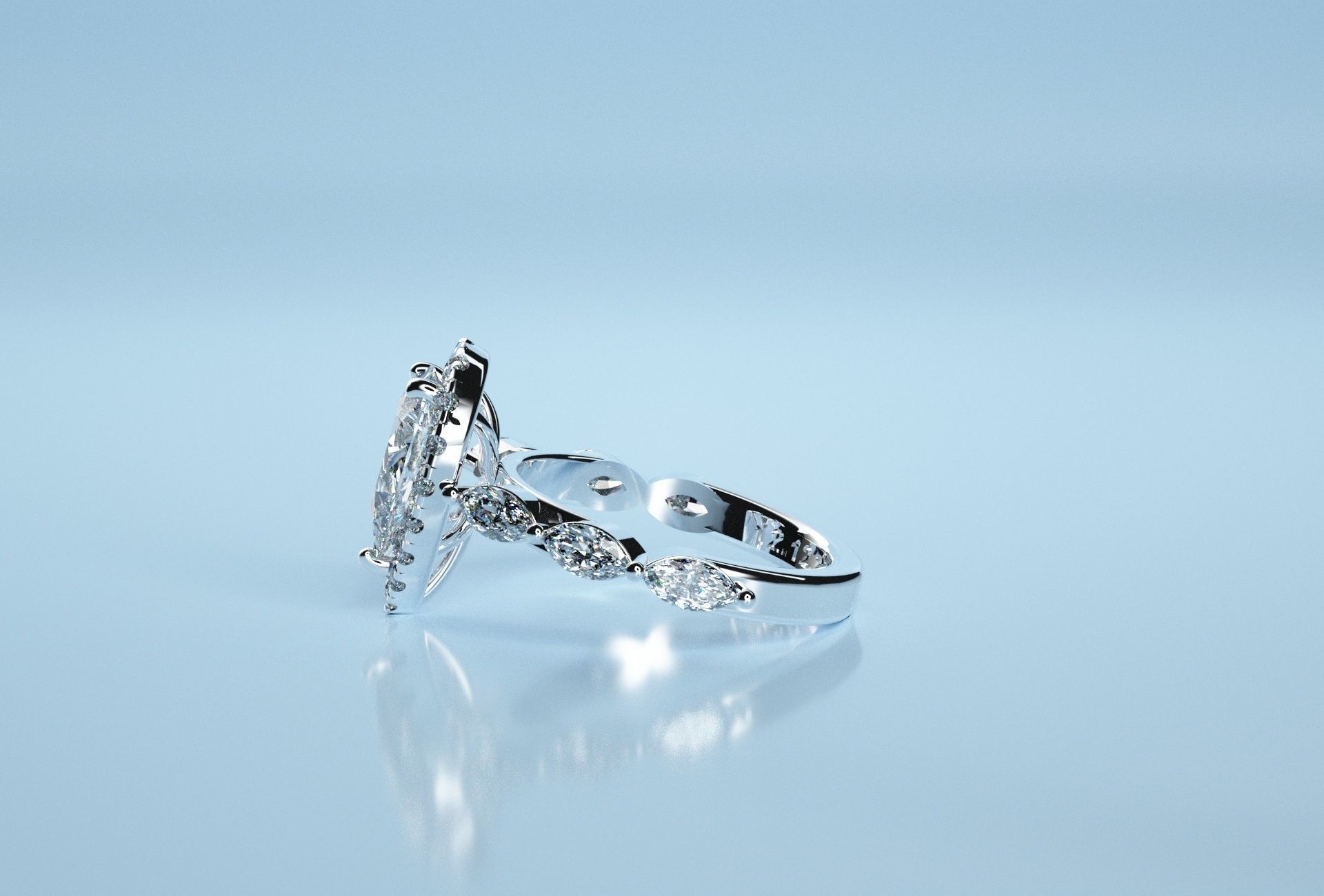 Pear Marquise Stone Ring 3D print model_1