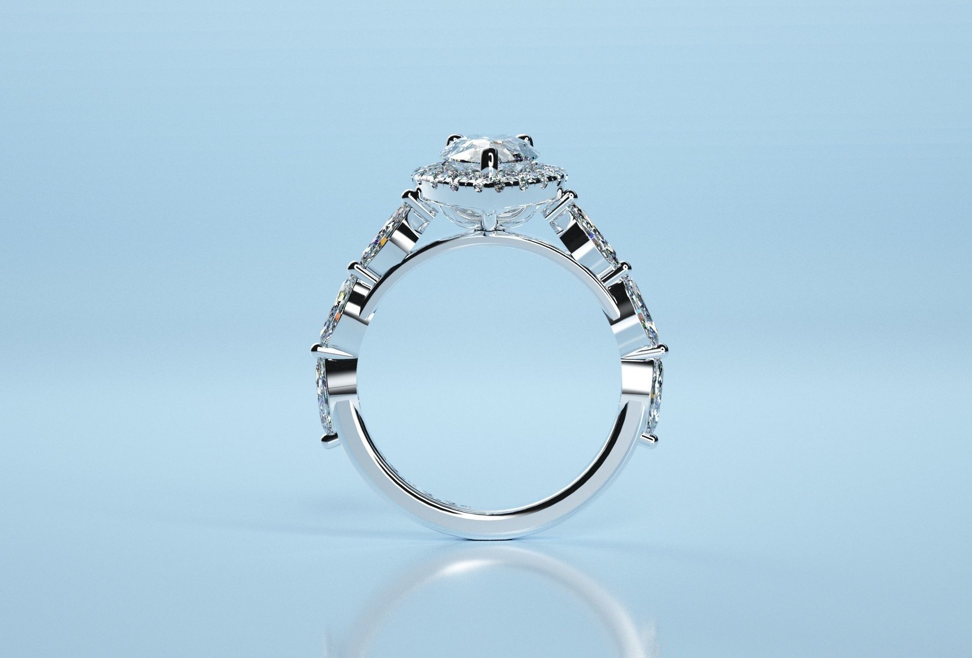 Pear Marquise Stone Ring 3D print model_4