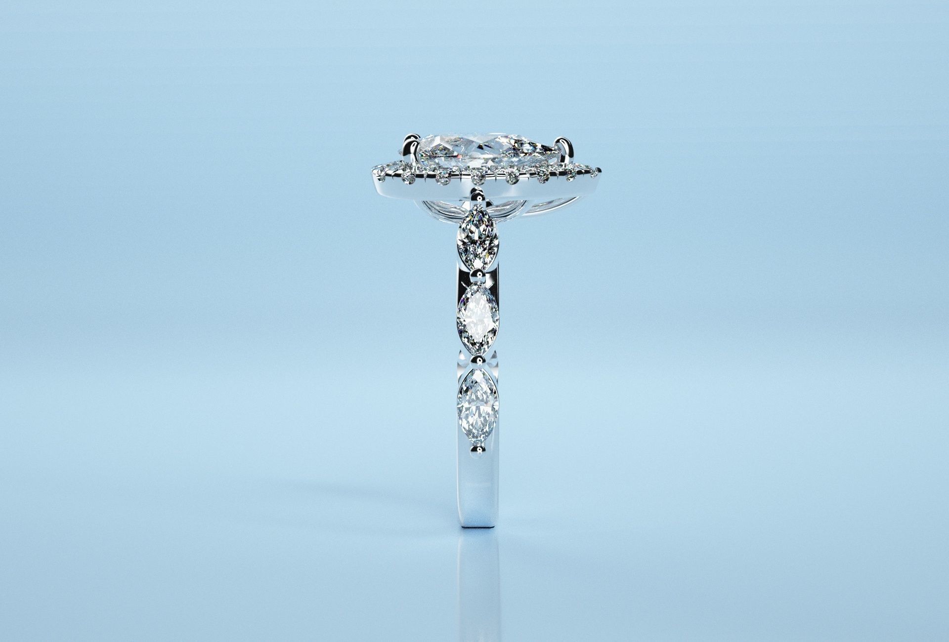 Pear Marquise Stone Ring 3D print model_7