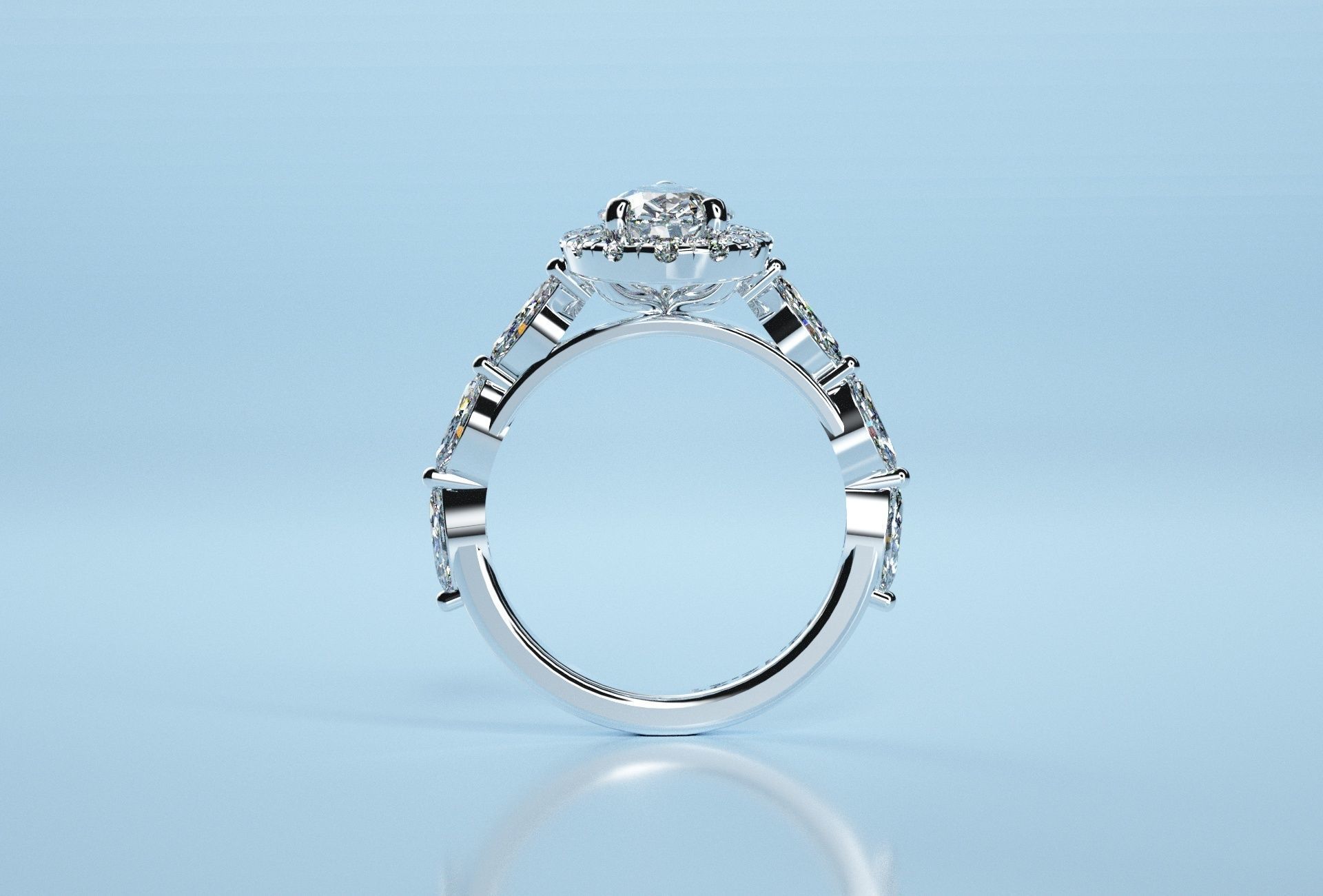 Pear Marquise Stone Ring 3D print model_6