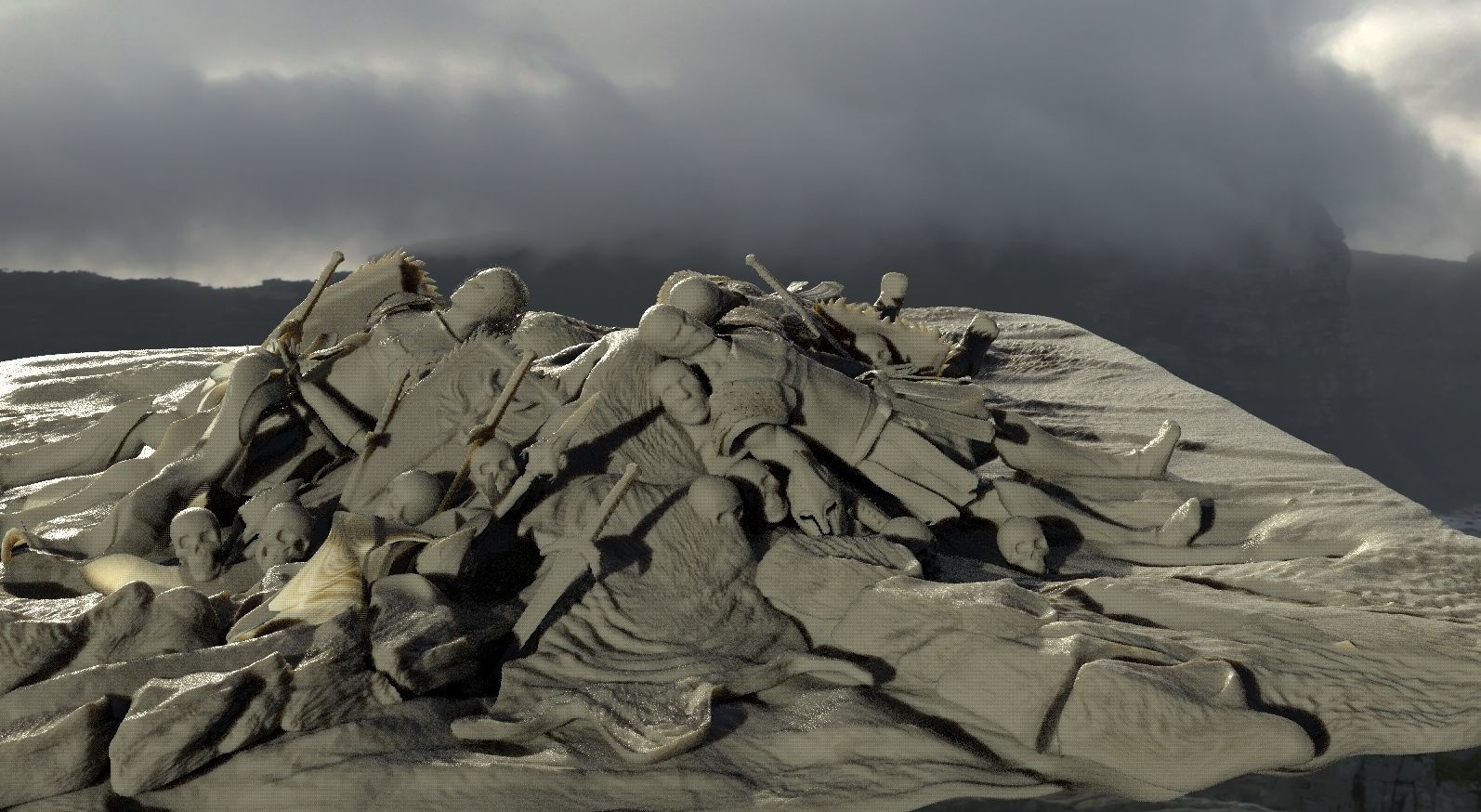 Battlefield aftermath with weapons 3D model_1