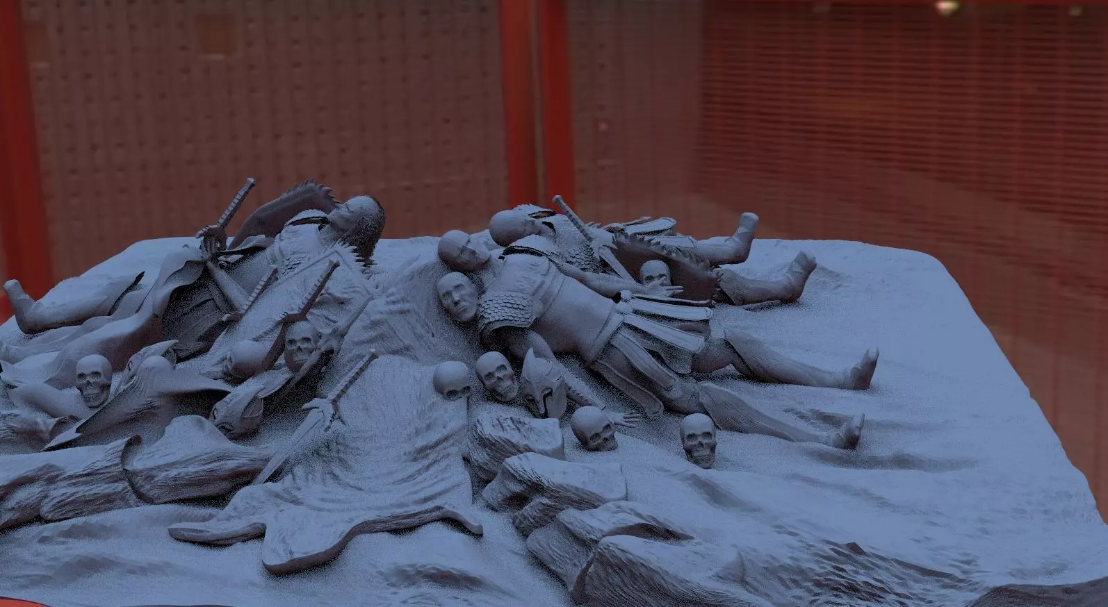 Battlefield aftermath with weapons 3D model_0