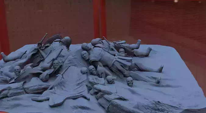 Battlefield aftermath with weapons 3D model