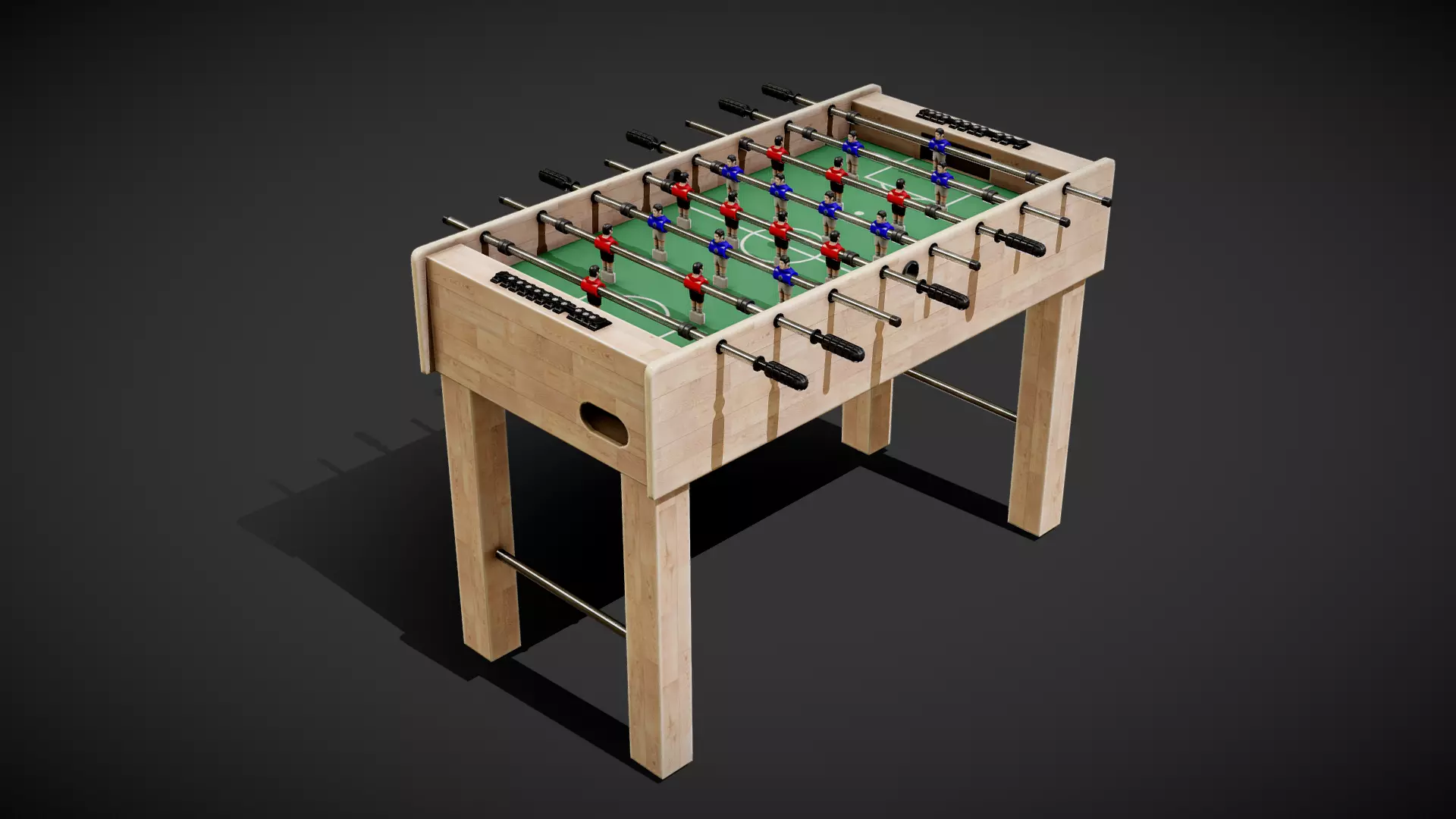 Foosball Table Low-poly 3D model_0