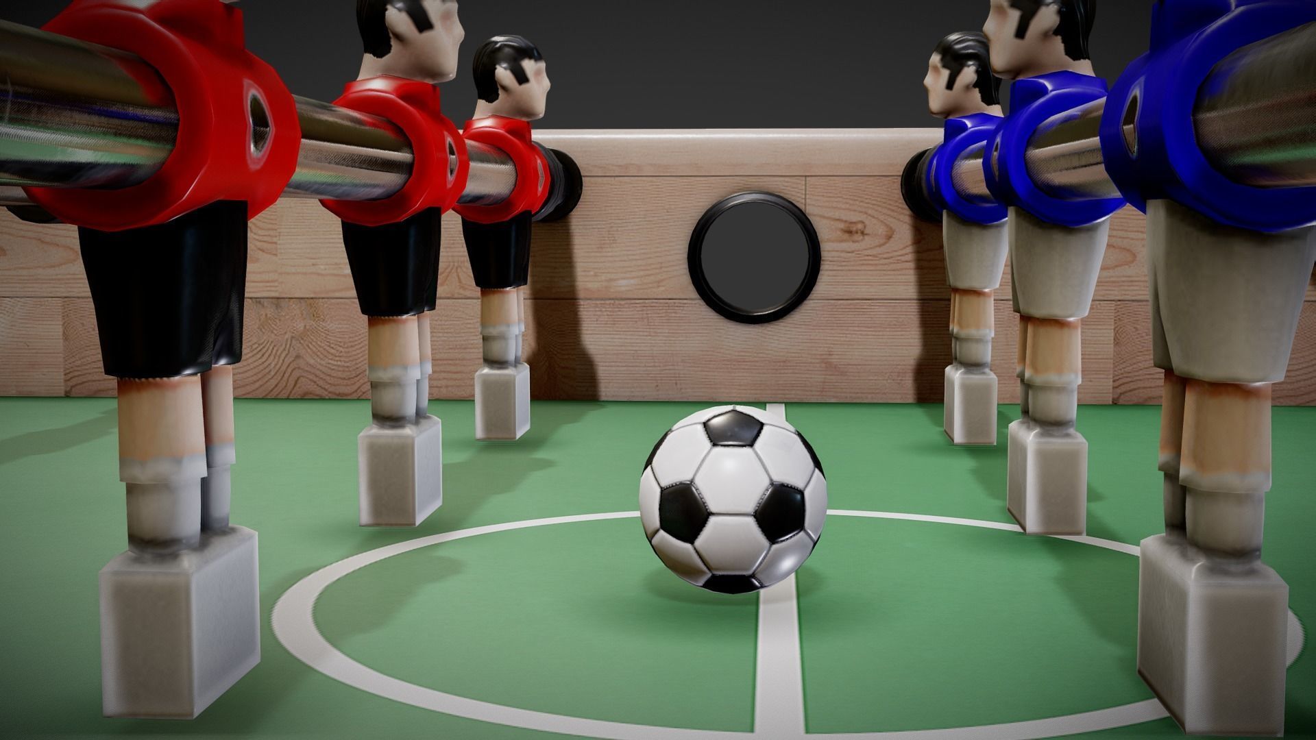 Foosball Table Low-poly 3D model_2