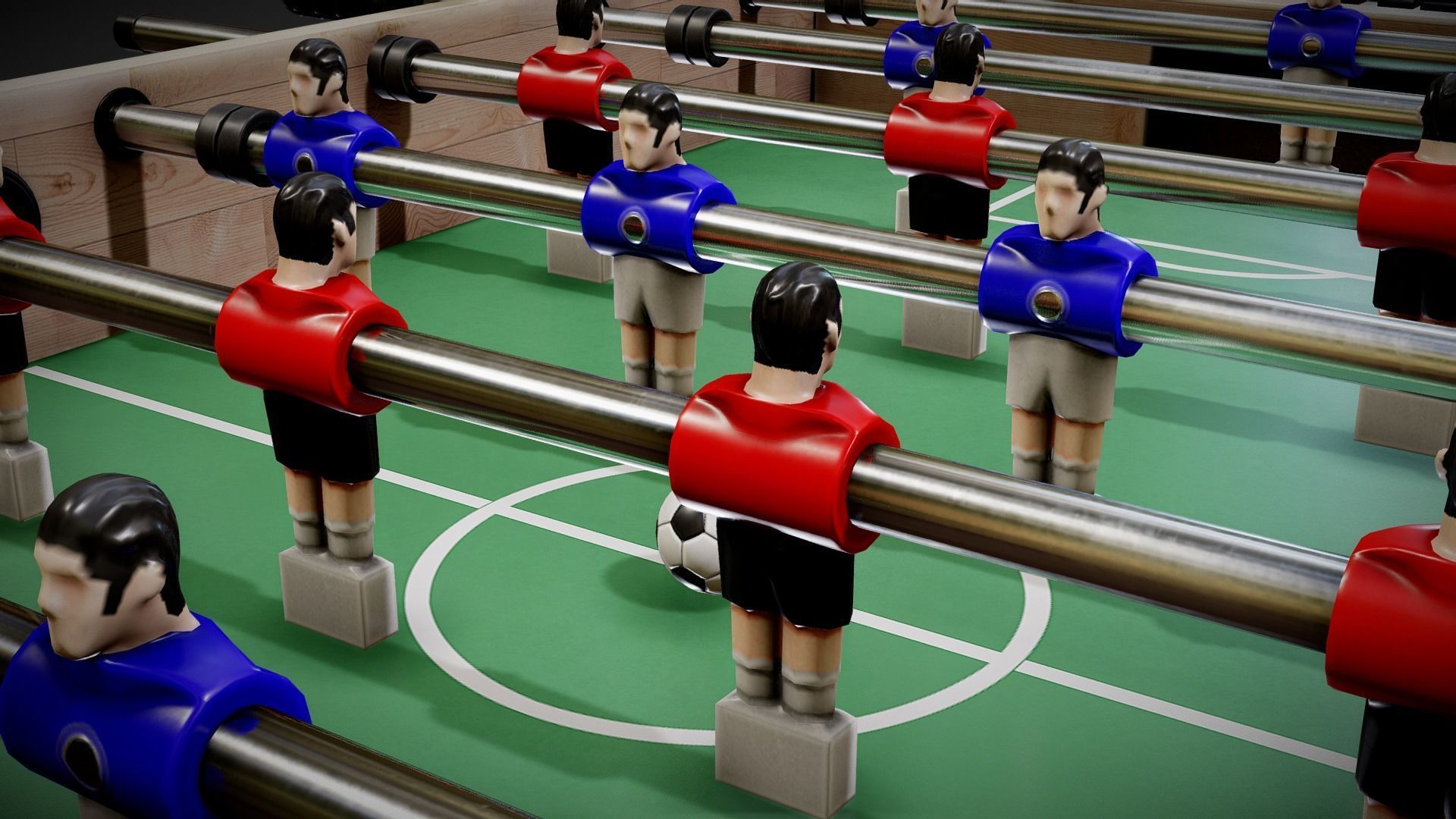 Foosball Table Low-poly 3D model_1