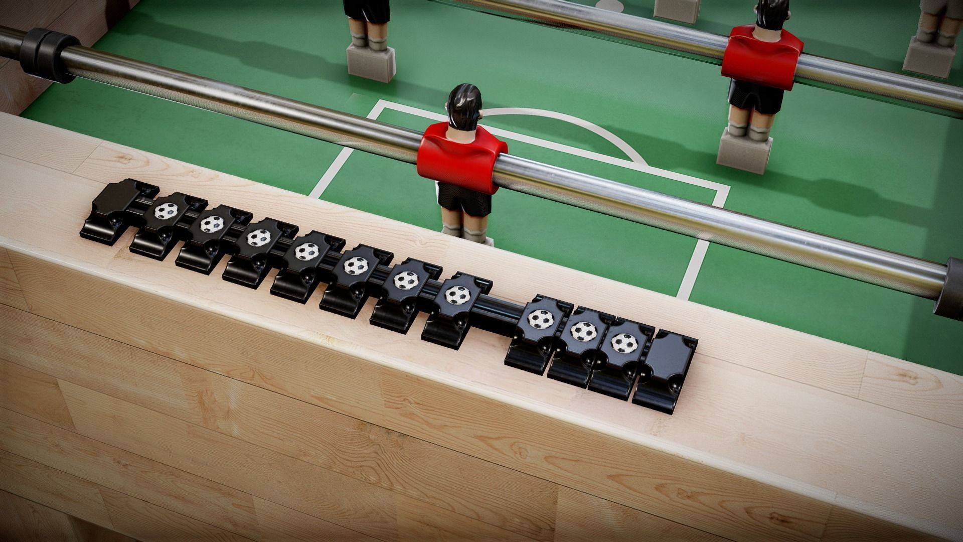 Foosball Table Low-poly 3D model_4