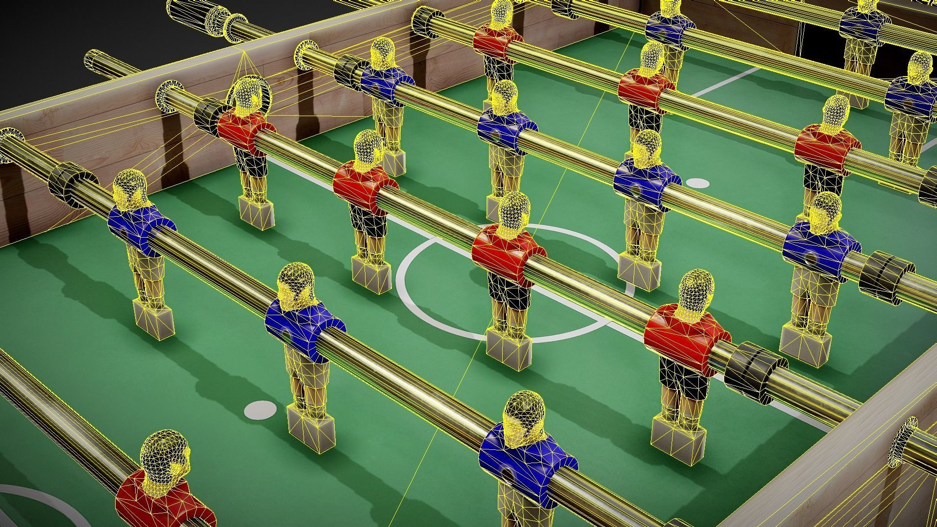 Foosball Table Low-poly 3D model_6