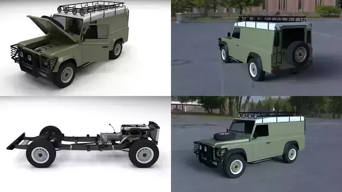 Land Rover Defender 110 Hard Top w chassis and interior HDRI