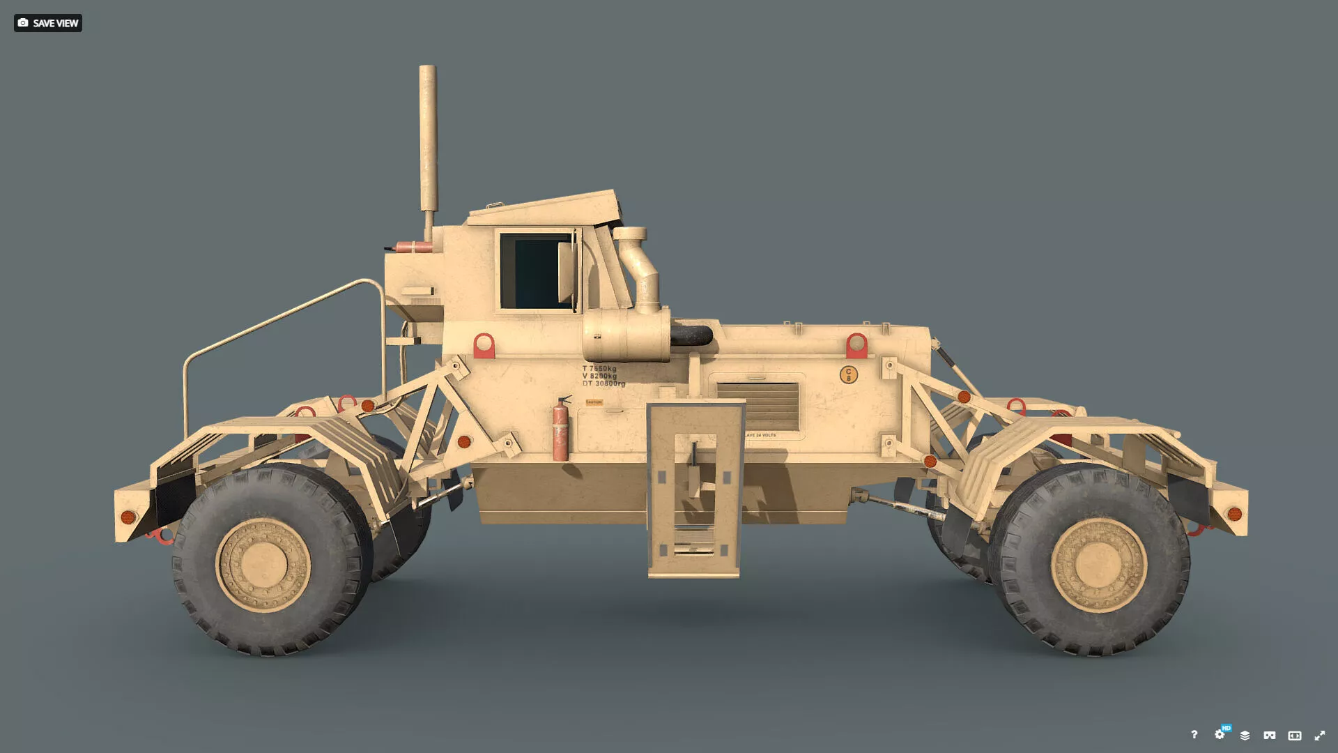 Husky mine detection vehicle Low-poly 3D model