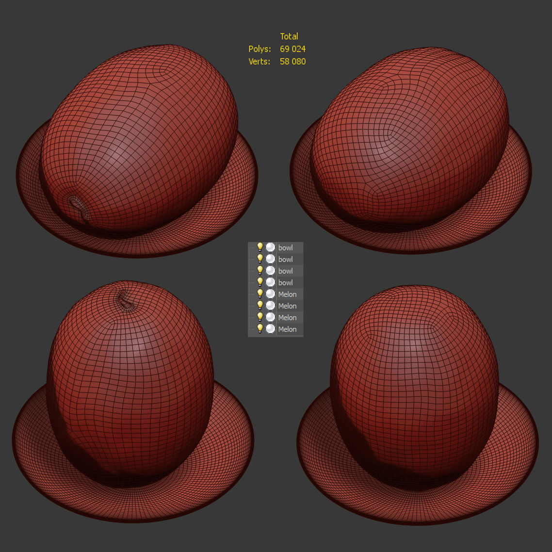 Melon galia Low-poly 3D model_17