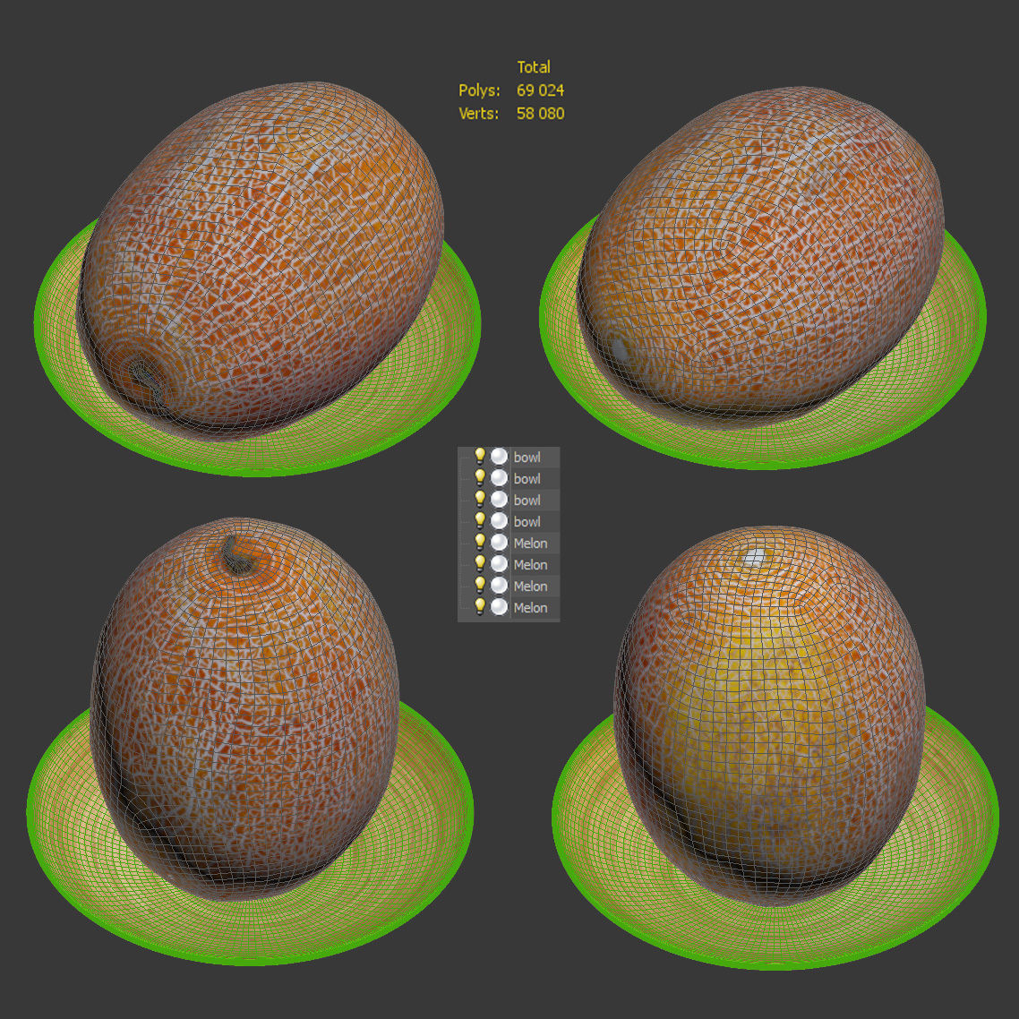 Melon galia Low-poly 3D model_16