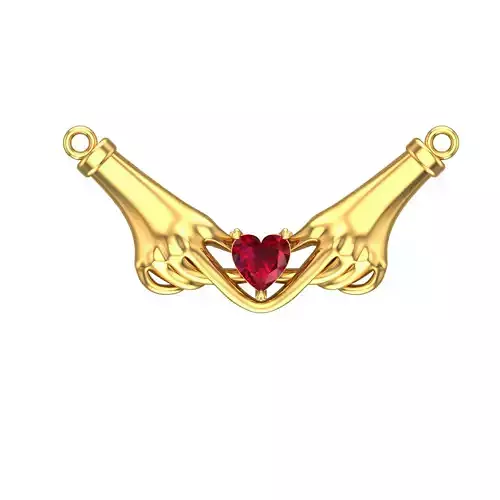 081 - Hand Gold Pendant - LoveHeart