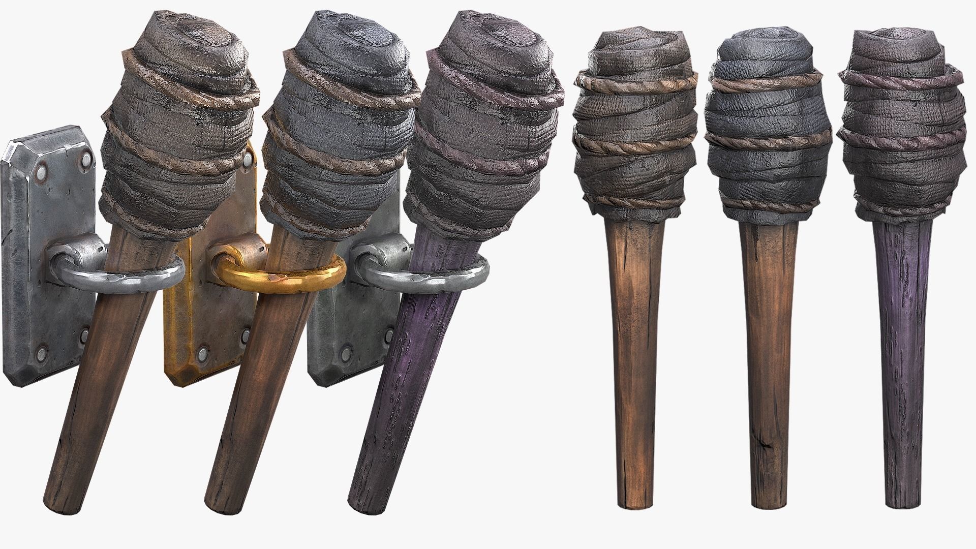 3D model Wooden Torch VR / AR / lowpoly CGTrader