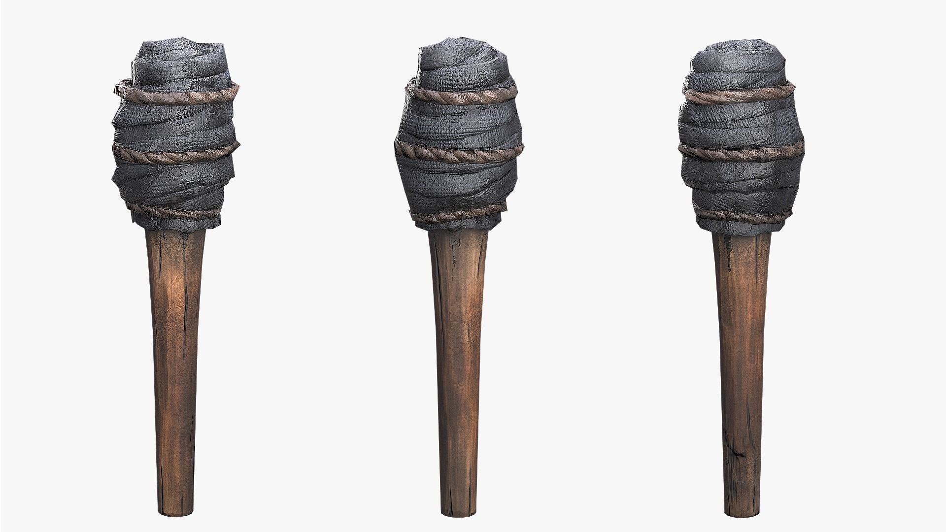 Wooden Torch Low-poly 3D model_7