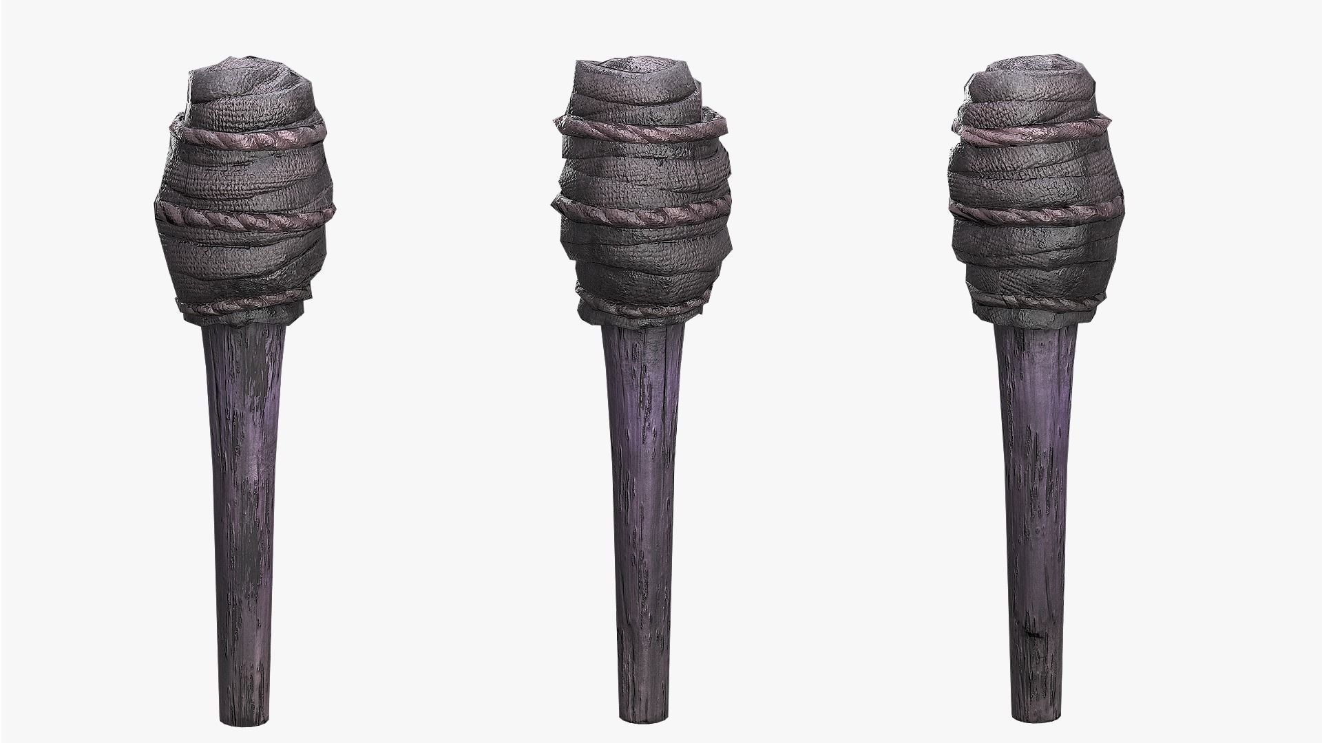 Wooden Torch Low-poly 3D model_6