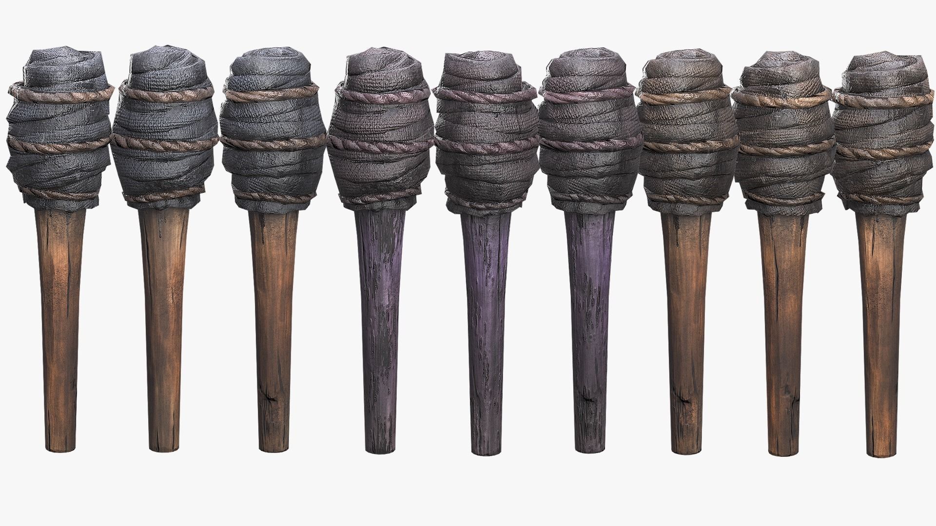 Wooden Torch Low-poly 3D model_10