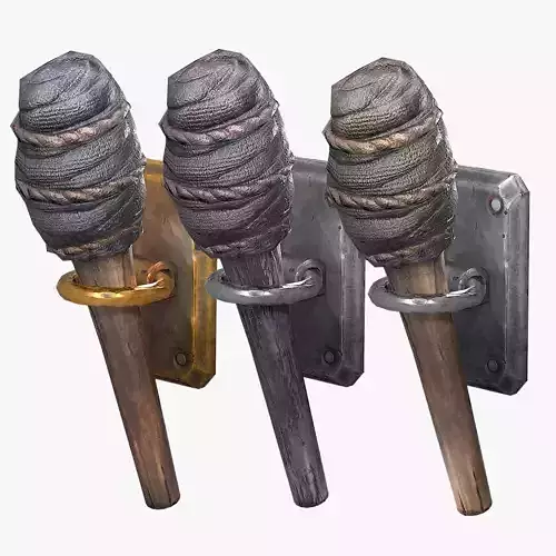 Wooden Torch Low-poly 3D model