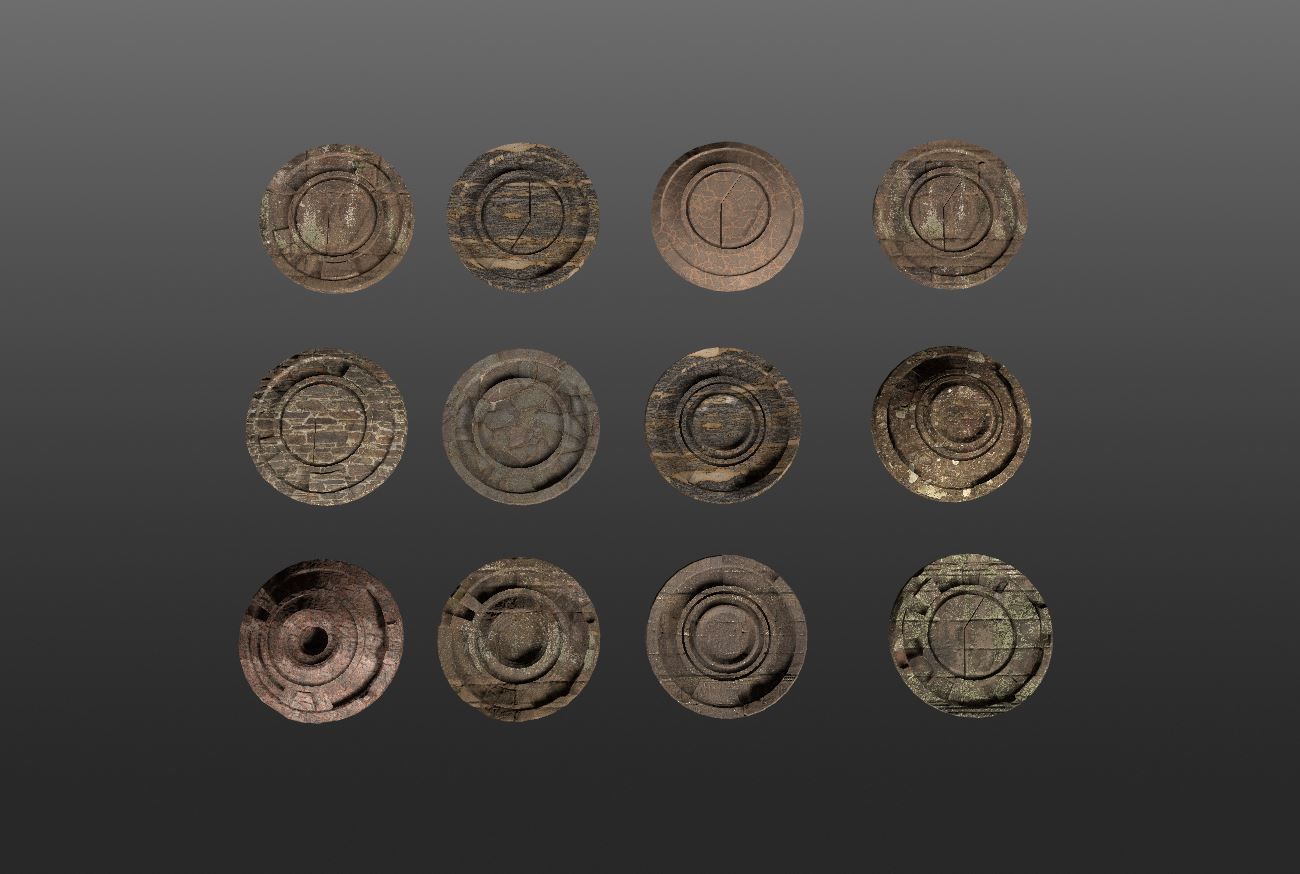 3D ancient stand base KITBASH Low-poly 3D model_28