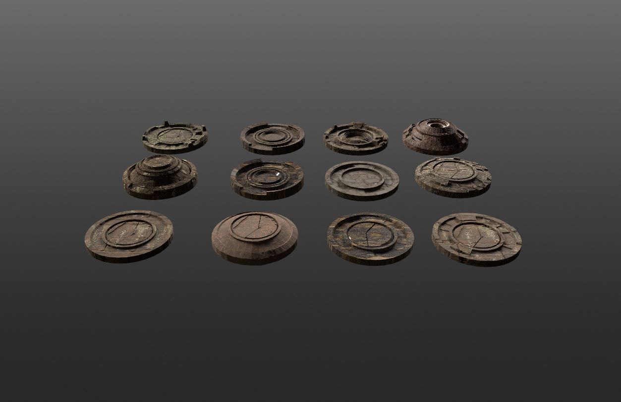 3D ancient stand base KITBASH Low-poly 3D model_4