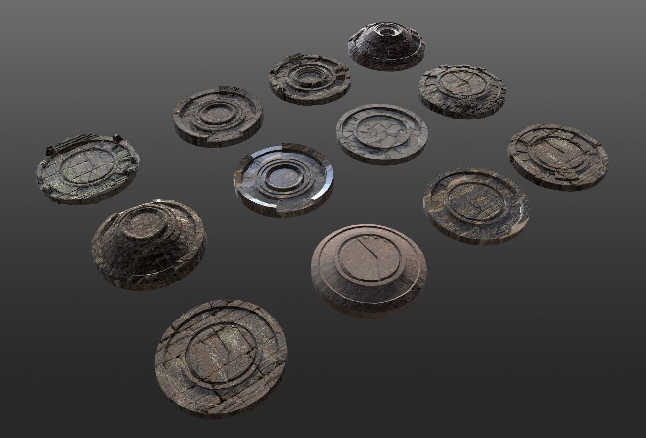 3D ancient stand base KITBASH Low-poly 3D model_15