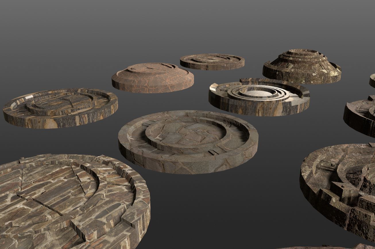 3D ancient stand base KITBASH Low-poly 3D model_27