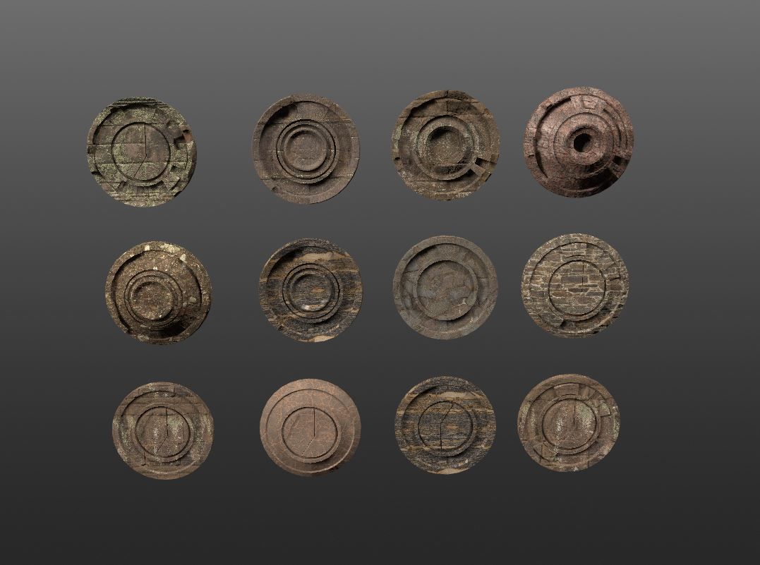 3D ancient stand base KITBASH Low-poly 3D model_35