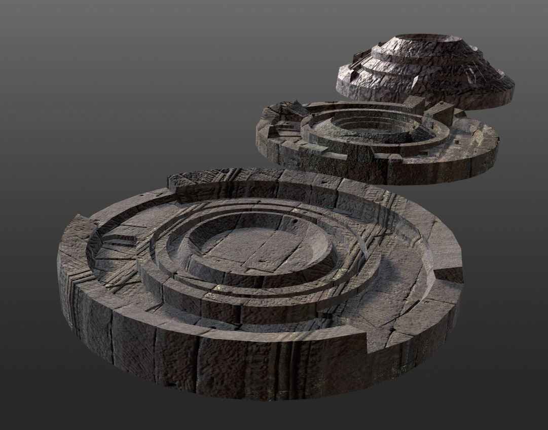 3D ancient stand base KITBASH Low-poly 3D model_16