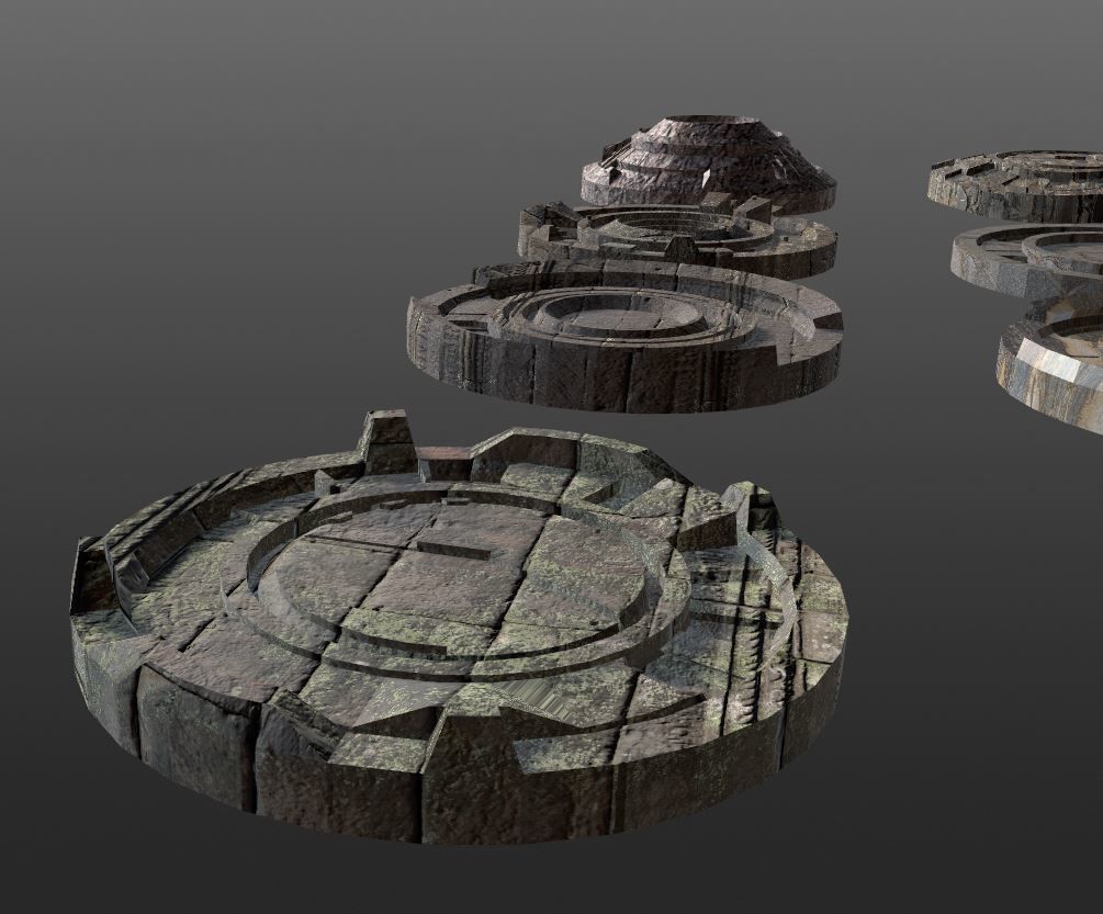 3D ancient stand base KITBASH Low-poly 3D model_12